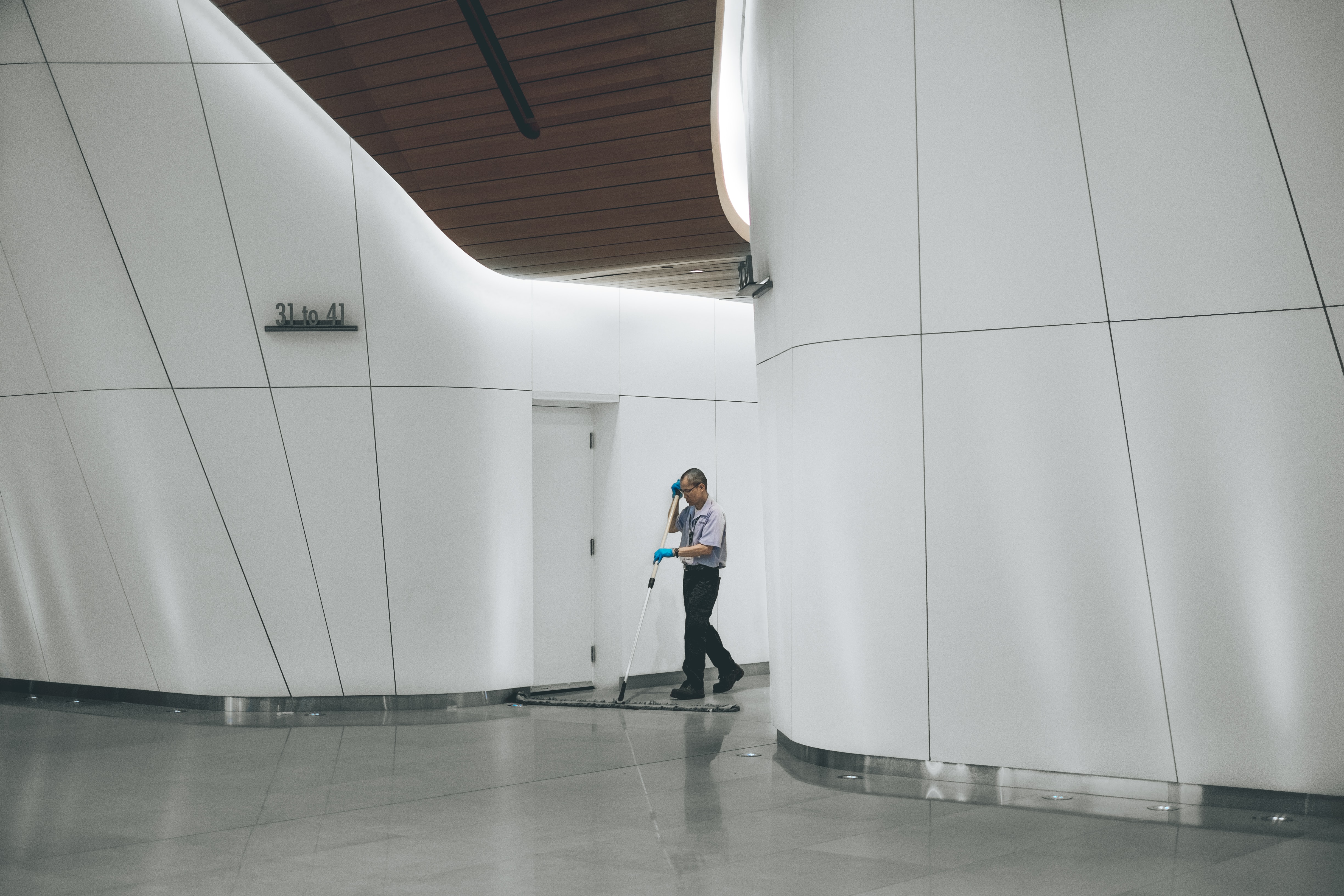 Man cleaning floor
